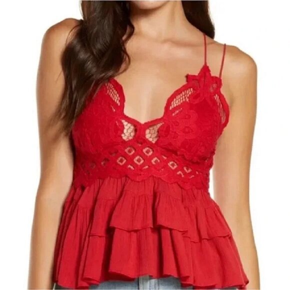 NWT Free People Intimately Adella Cami Bralette Cherry Red Small - Picture 1 of 10